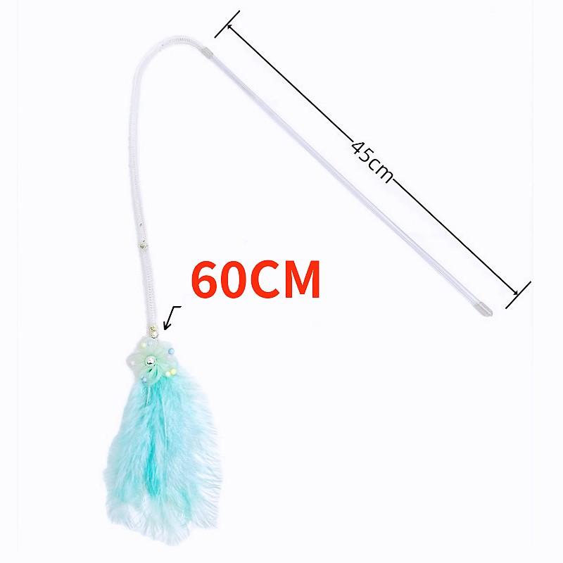 Cat Toy Feather Cats Teaser Elastic Mesh Tassel Cat Toys Interactive Feather Toys for Cats Stick Teaser with Bell Pet Products