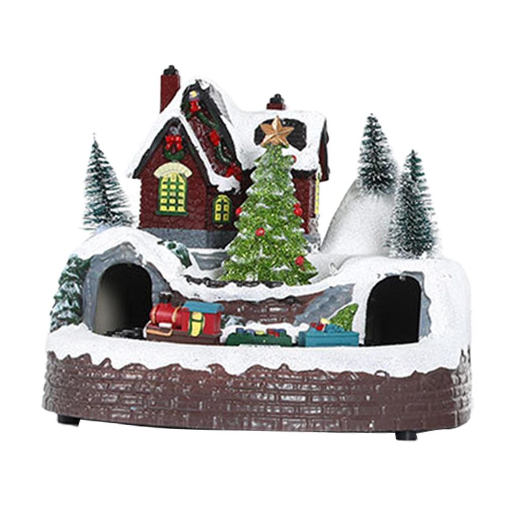 Lighted Christmas House Figurine Christmas Decoration with Light Desktop