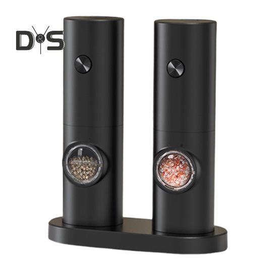 

Электрическая мельница для соли и перца на батарейках, автоматическая мельница для соли со светодиодной подсветкой для кухни, барбекю чёрный