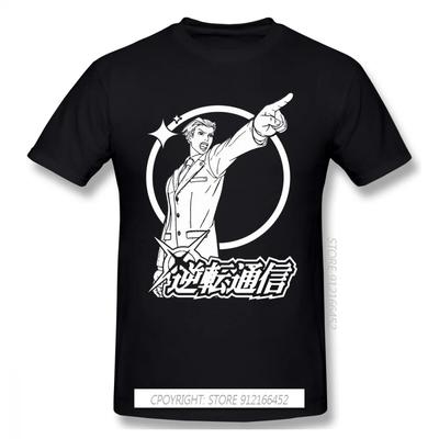 High Quality Men Clothes O-Neck 100% Cotton Cool  T-Shirts Phoenix Wright Ace Attorney Miles Fey Games Sleeve Short