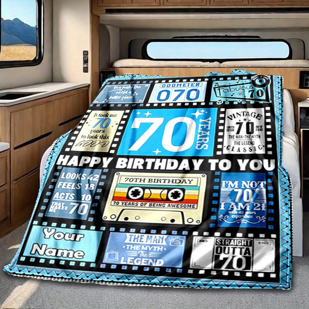 70Th Birthday Blanket Personalized Name Soft Comfortable Stylish Blanket Car Blanket Perfect For Travel Camping Outdoor Home Suitable For All Seasons