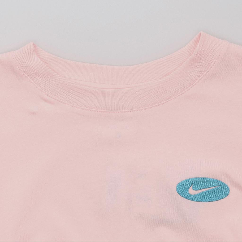 Nike Logo Micro Round Neck Solid Color Short Sleeve T-Shirt Women Tops Pink DM6575-610