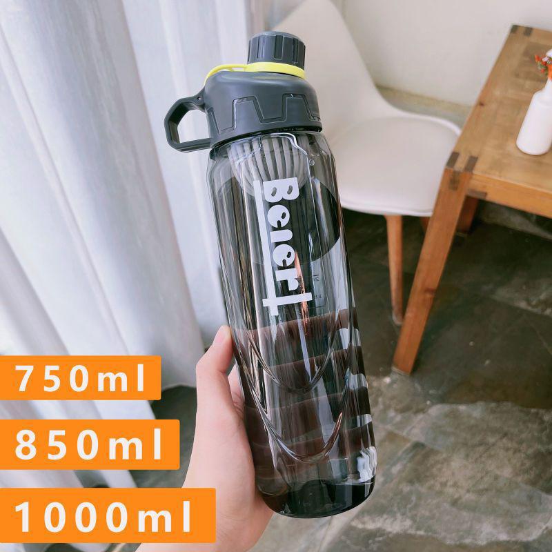 1L Water Bottle with Time Scale Fitness Outdoor Sports Water Bottles with Straw Transparent Leakproof Motivational Sport Cup