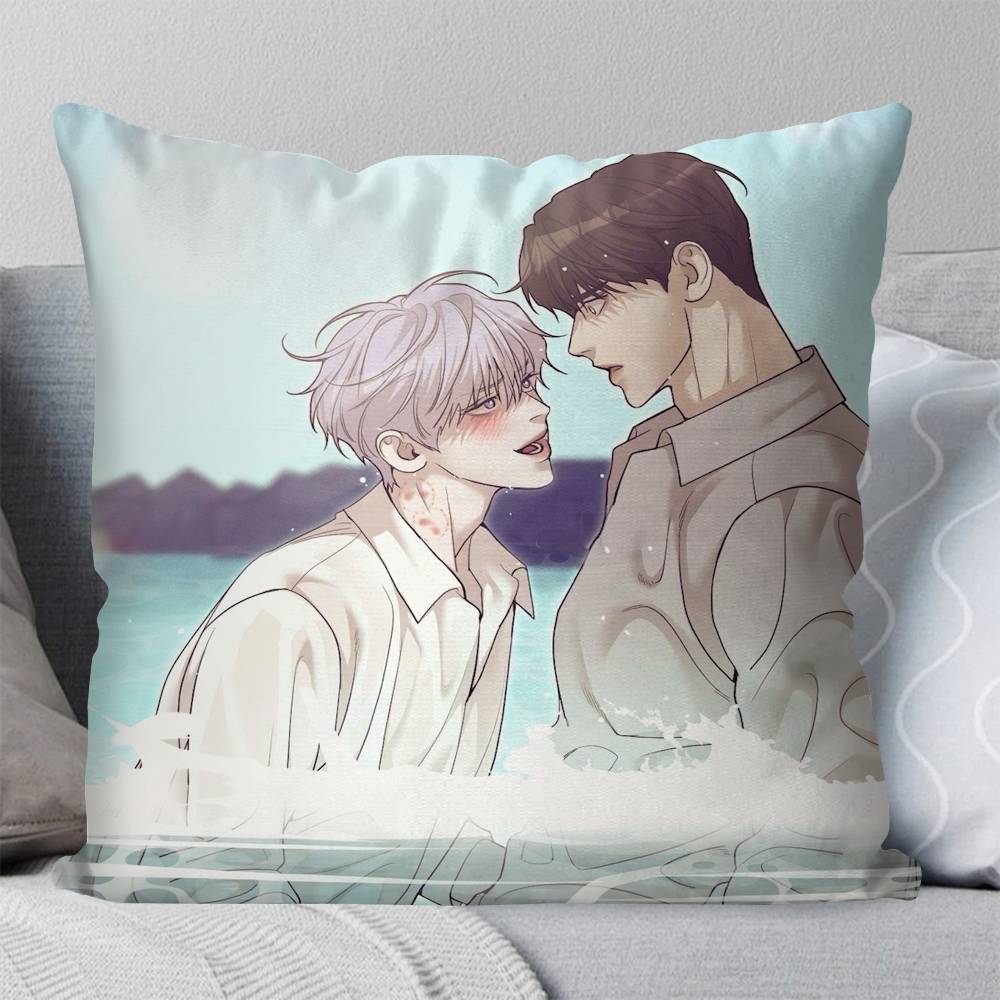 PPearl Boy Manga Pillow Case Fashion Square Pillowcase Bedroom Sofa Room Ins Decoration Leisure