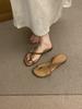 French beautiful cross-strap cold slippers women's summer wear 2025 new with skirt flat Roman sandals