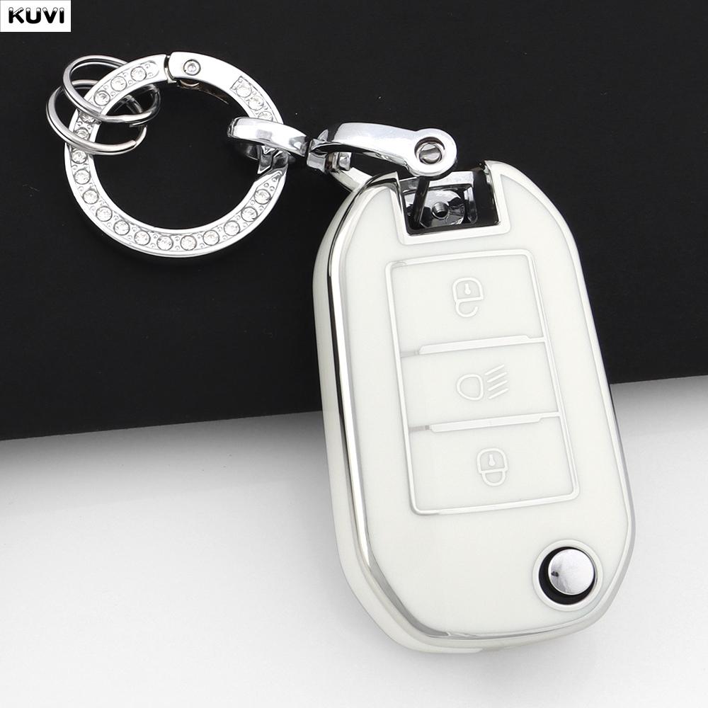 TPU Car Folding Key Case Cover Shell For Peugeot 208 308 408 508 2008 3008 4008 5008 For Citroen C3 C4 CACTUS C6 C8 Accessories