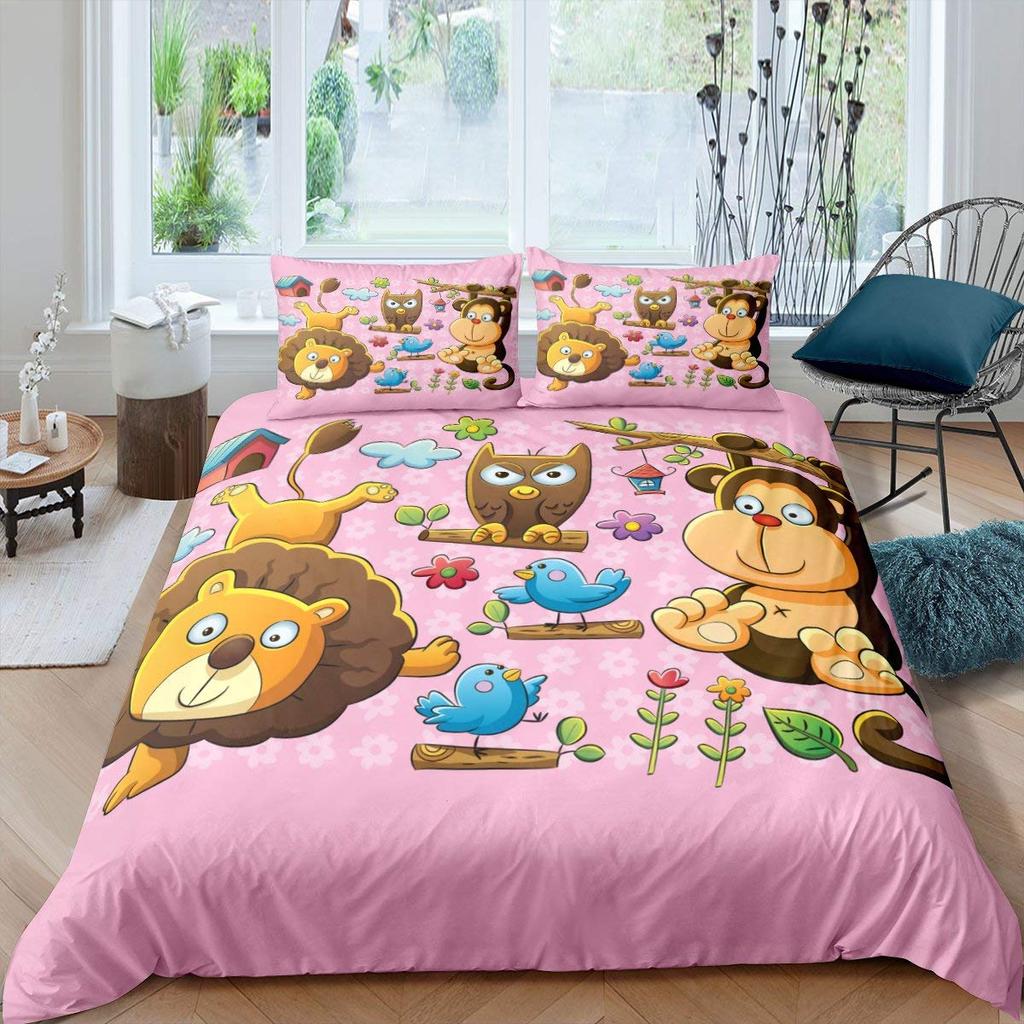 Niedlicher Affe Cartoon Tiere Bettbezug Kinder Kinder Frauen Geschenke Frischer und Natürlicher Stil Thema Schlafzimmer Dekorationen Queen Size