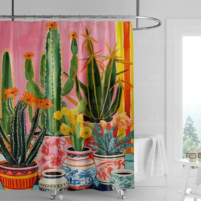 Minimalistický sprchový závěs s rostlinným motivem, moderní dekorace koupelny a toalety, soukromý závěs 180x180cm voděodolný sprchový závěs