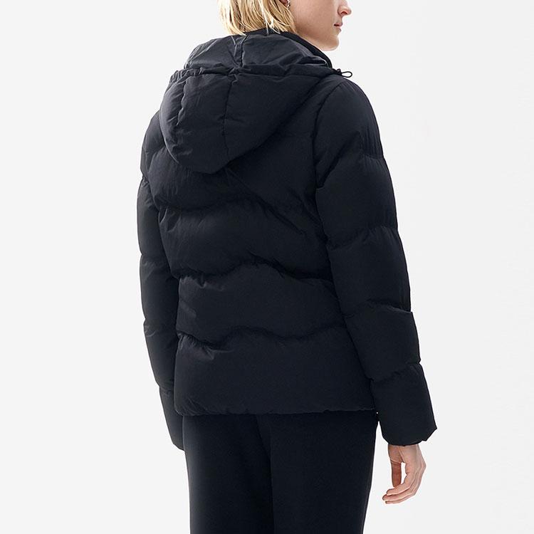 FILA Fleece Quilted Straight Casual Down Jacket Women Outerwear Black F11W247902FBK