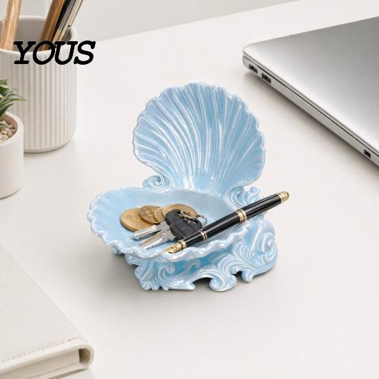 Sweet Style Jewelry Holder 3D Printed Shell Tray, Decorative Desktop Storage Organizer for Dressing Tray Table, Opening Trinket Dish Rings