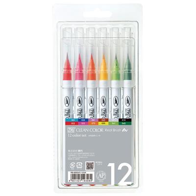 Kuretake krāsu otu pildspalvas ZIG Clean Color Real Brush komplekts, 12 krāsas, RB-6000AT/12VA