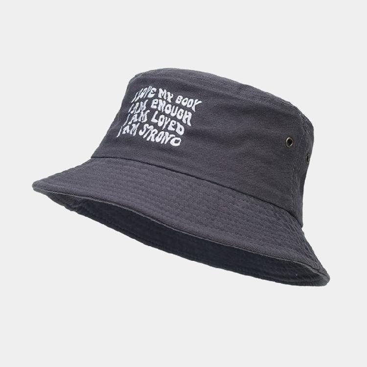 Girl Embroidery Letter Fisherman Hat Wide Brim Bucket Hat Spring Sunproof Hat