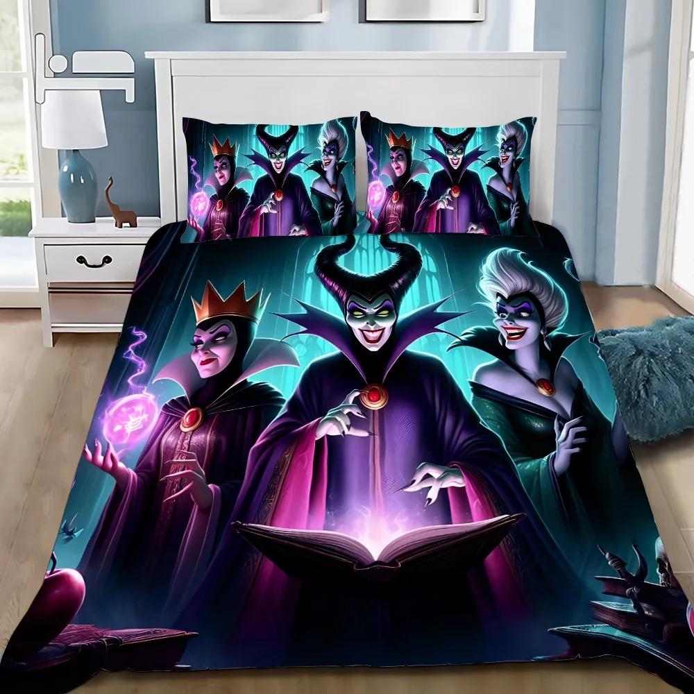 Kreslené Zločinci Maleficent Ursula Zlá Povlak na Peřinu 2/3dílné Ložní Prádlo S Povlakem na Polštář Vhodné pro Děti i Dospělé 3D Postel