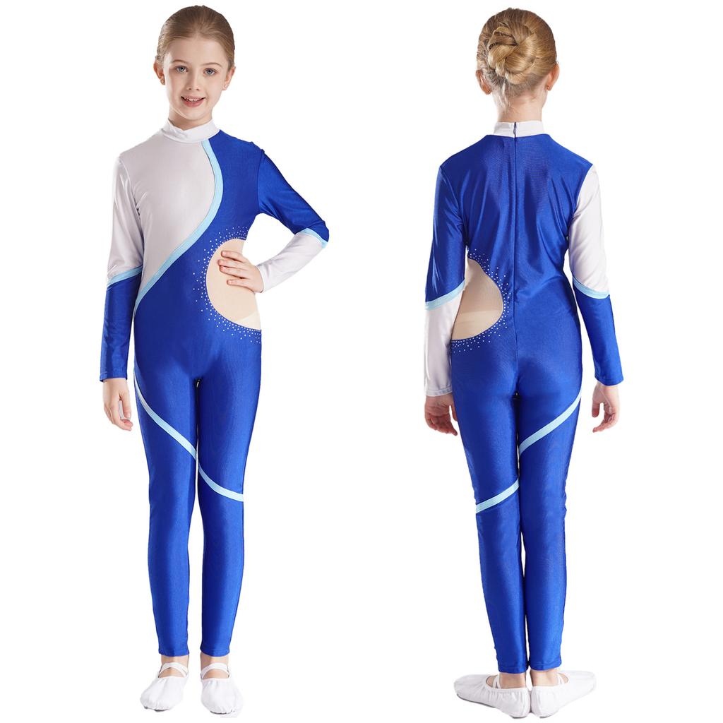 Fete Dance Unitard Patinaj Salopetă Body într-o singură bucată cu mânecă lungă Tricou gimnastică