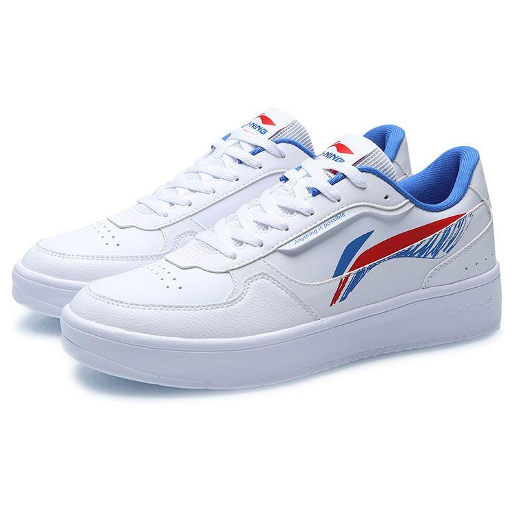 Li Ning Doda Wraparound Non-Slip Waterproof Low-Top Skate Shoes Men Sneakers White Red Blue AGCR197-1