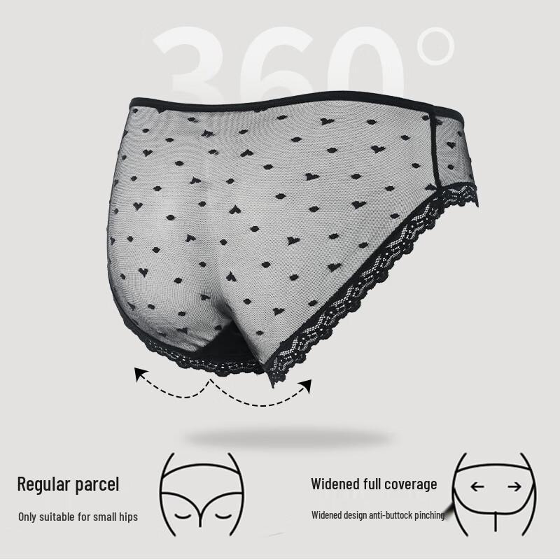 LANGSHA Women's Ice Silk Antibacterial Lace Briefs (3-Pack)