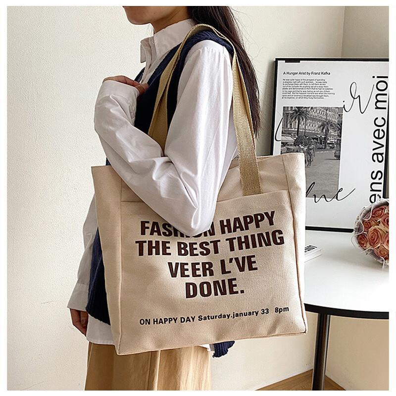 40000KM Retro Style Canvas Bag, Artistic Style, Shoulder Bag, Versatile Commuter Tote Bag