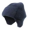 Knit Brimless With Solid Color Earflaps Design Soft Acrylic Winter Pullover Hat For Unisex Adults Teens Daily Cycling Wear