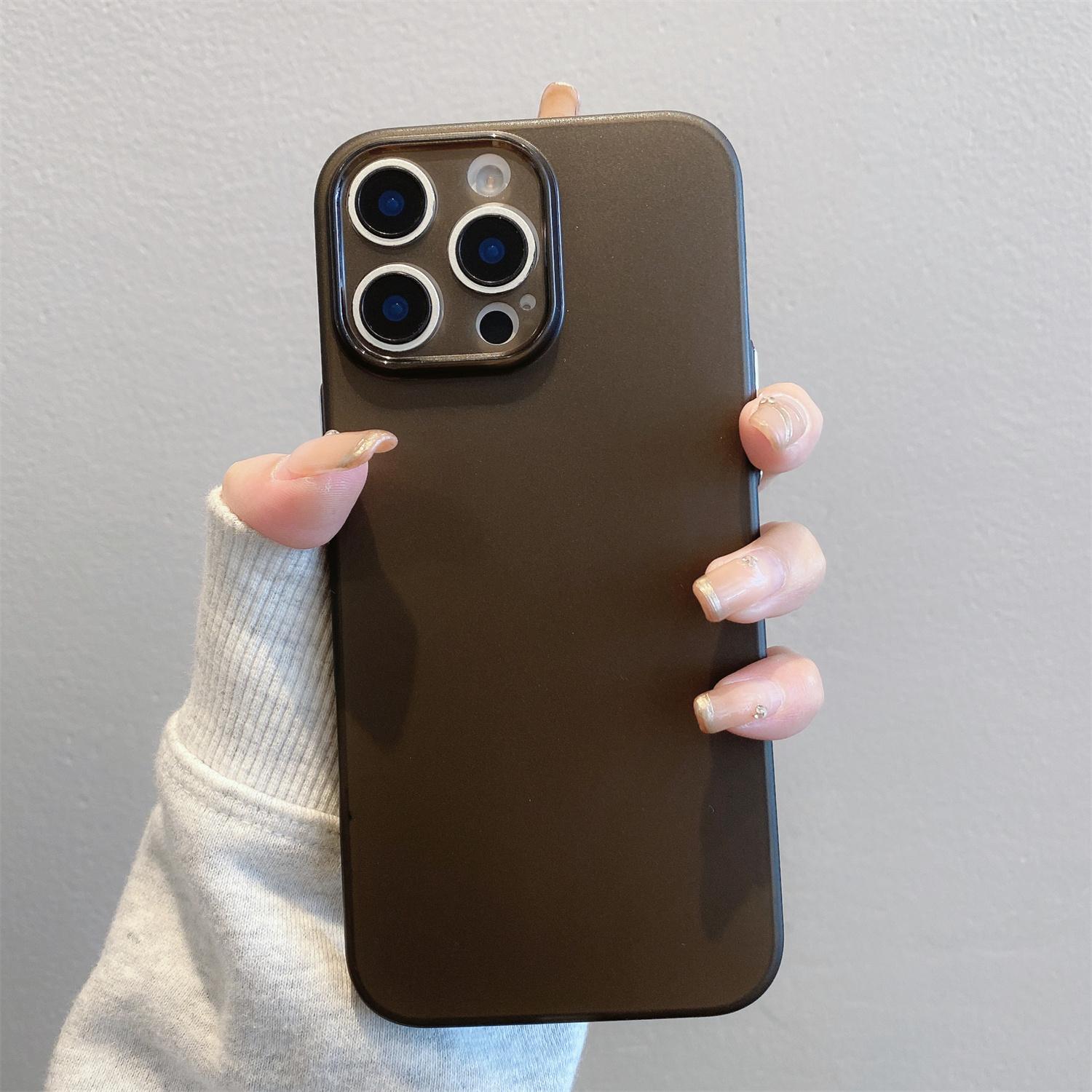 

For iPhone 16 Pro Case Slim Soft TPU Phone Back Cover with Metal Buttons Black