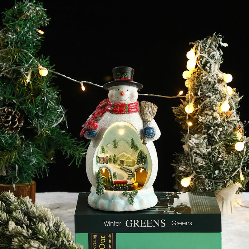 Christmas Resin Rotating Decorations LED Colorful Lights Multi Functional Elderly Music Box Christmas Gift Atmosphere Light