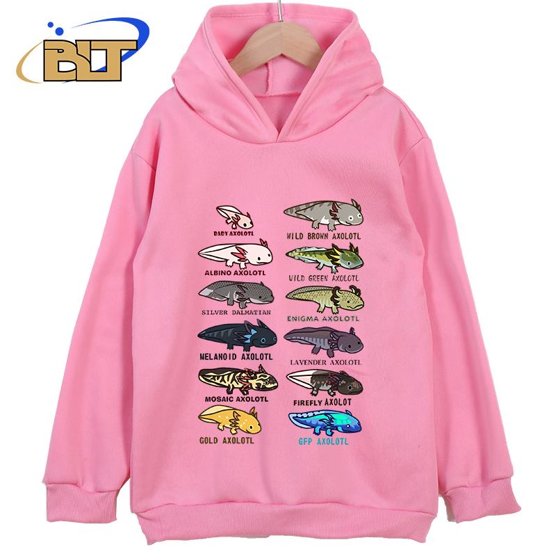 

Дитячий одяг з принтом аксолотля Рожева дитяча нова толстовка Класичний спортивний одяг Підходить для хлопчиків та дівчаток 140