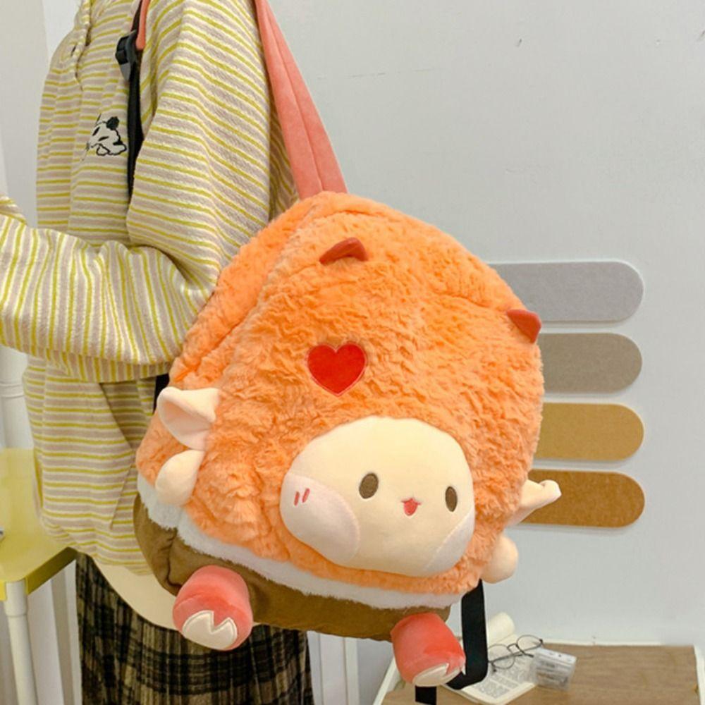 Kawaii Student’s School Bag Casual Plush Shoulder Bag Cute Cartoon Fluffy Backpack  Girls