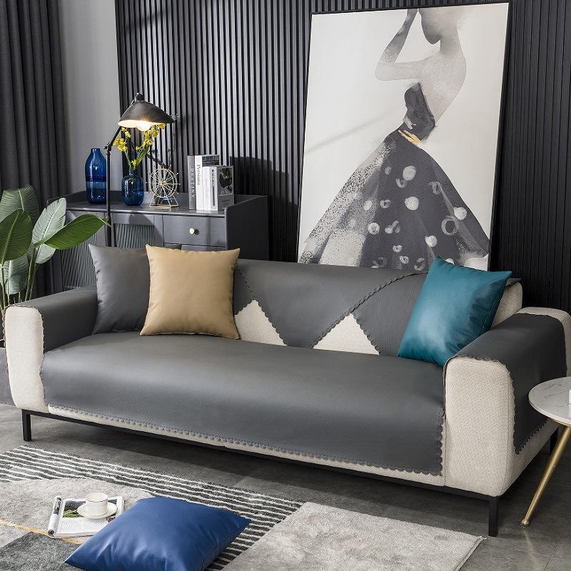Autumn and Winter PU Leather Sofa Cushion Four Seasons Waterproof Non-Slip Pet Urine-Proof Non-Stick Wool Nordic Modern Cover Towel Disposable