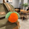 Fruit Theme Soft Fur Furry Keychain Pink Peach Fluffy Plush Peach Keychain Cute Design Kawaii Style Keyring Bag Accessory