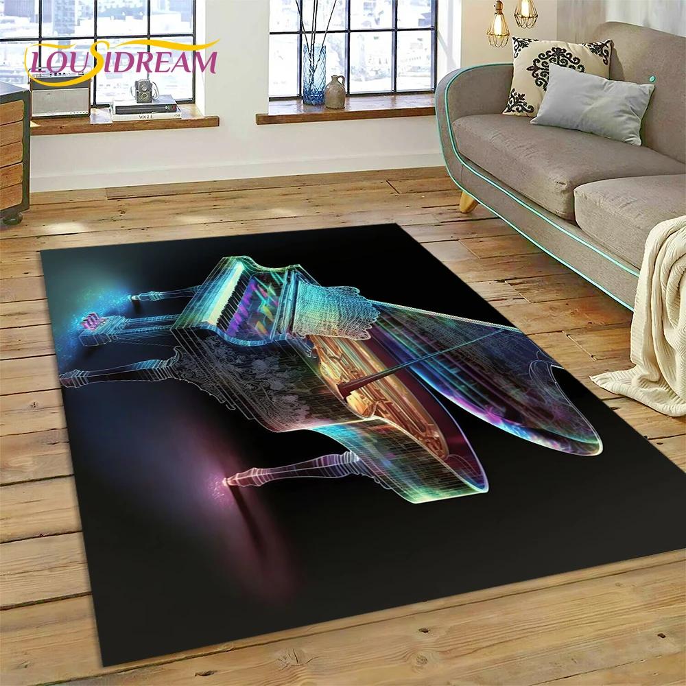 3D Dream Piano Key Music Instrument Cartoon Area Rug Duży, Dywan do Domu Salon Sofa Wycieraczka Dekoracja, Dziecięca Mata Antypoślizgowa Podłogowa