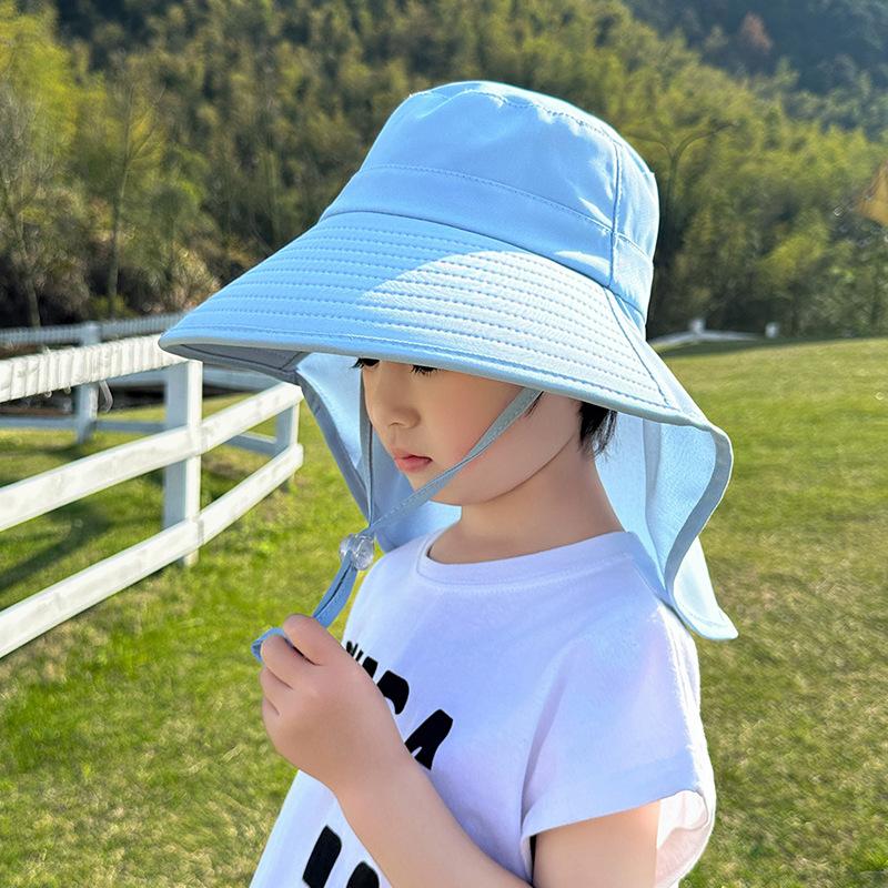Parent-child simple versatile bucket hat summer outdoor play mountaineering sun protection hat big brim shawl sun hat children