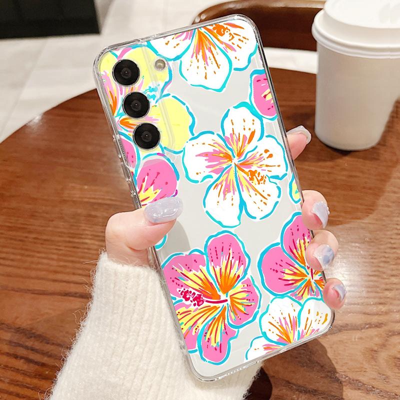 Flowers Fruits Print Case For iPhone 17 18 Pro Max Plating Lens Clear Soft Cover For iPhone 16 15 14 13 Pro Max 17E