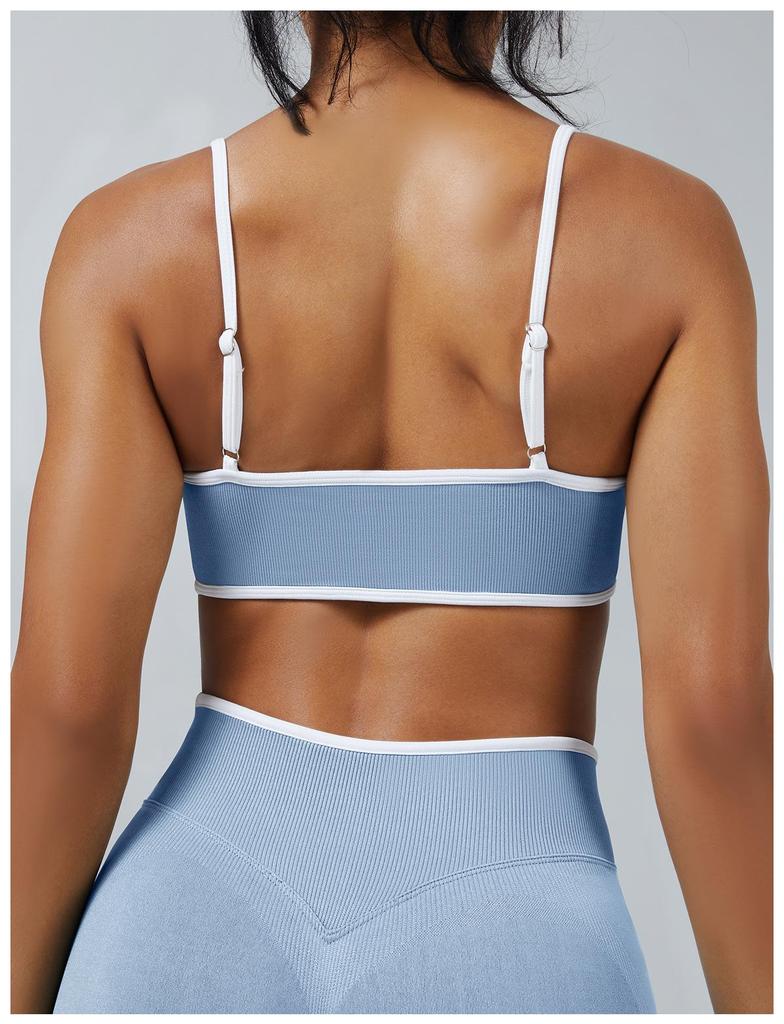 Colorblock Cross-Strap Shockproof Sports Bra for Yoga and Outdoor Fitness