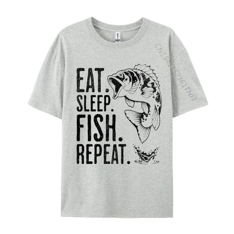 Eat Sleep Fish Repeat Tshirt Vintage Fashionable Party Tees Cotton Tops T Shirts for Men Cosie T Shirt
