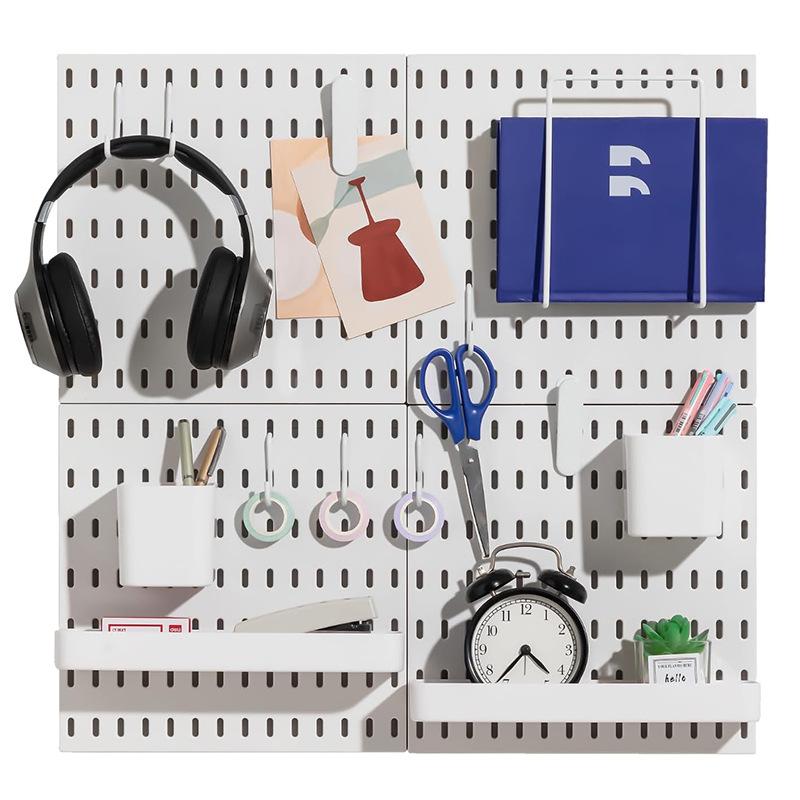 

Бытовая кухонная настенная перфорированная панель без сверления, настенная полка для ванной комнаты, хранение, аксессуары для перфорированной панели белый