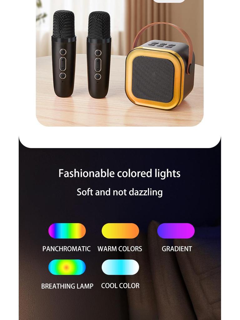 K12 Bluetooth 5.3 Portable Karaoke Speaker & Wireless Microphone for KTV and Family Singing Sessions
