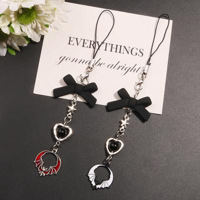 Gothic Punk Phone Pendant Key Chain Butterfly Heart Sweet Cool Phone Chain Earphone Case Bag Decorations Pendant