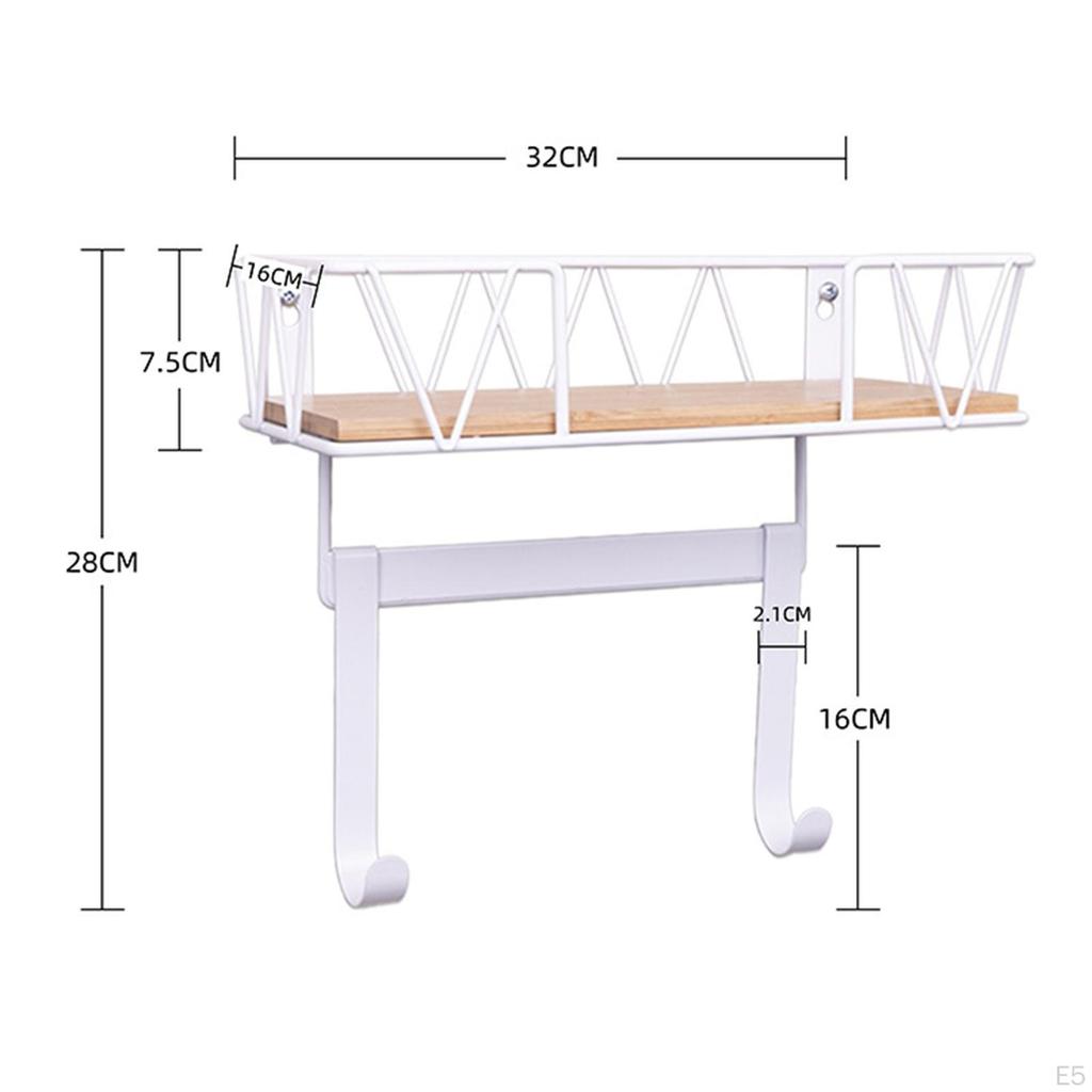 Ironing Board Holder Removable Hooks Iron Tools Organizer Wall Mount Shelf for Laundry Room