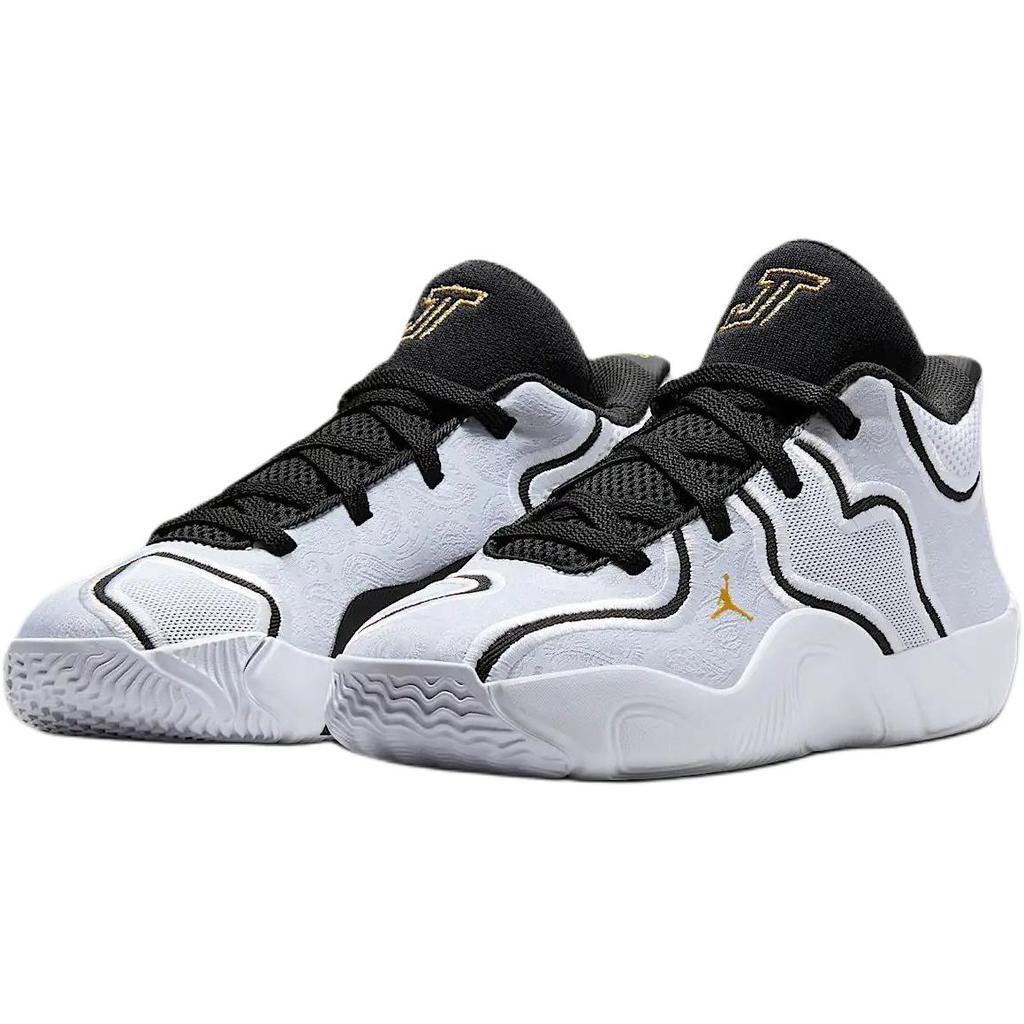 Jordan Tatum 3 Slip Resistant Abrasion Resistant Mid Top Children's Basketball Shoes White Kids' IB8153-100