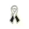 1/3Pcs Black Rhinestones Ribbon Brooch Funerals Memorial Pin For Woman Men Suit Dress Shirt Accessories Mourning Badge