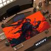 XXL Large Gaming Mouse Pad Japanese Samurai Red Fire Deskmat Overlock Non‑Slip Rubber Keyboard Mats Laptop Mousepads For Gamer