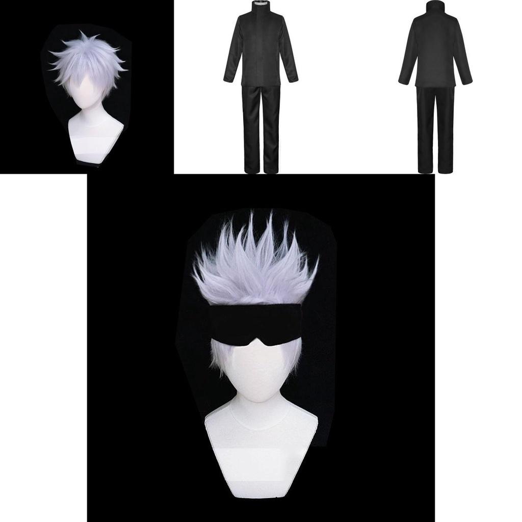 Costume Cosplay di Alta Qualità di Jujutsu Kaisen Gojo Satoru Con Parrucca Elegante Per Uomo