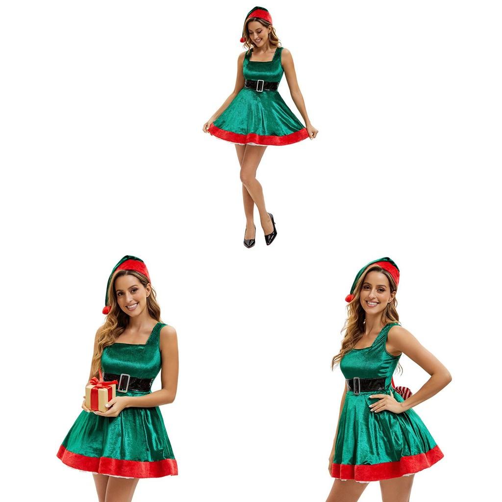 Elf Costume Dress With Cotton Polyester Fabric For Christmas Party And Stage Performances