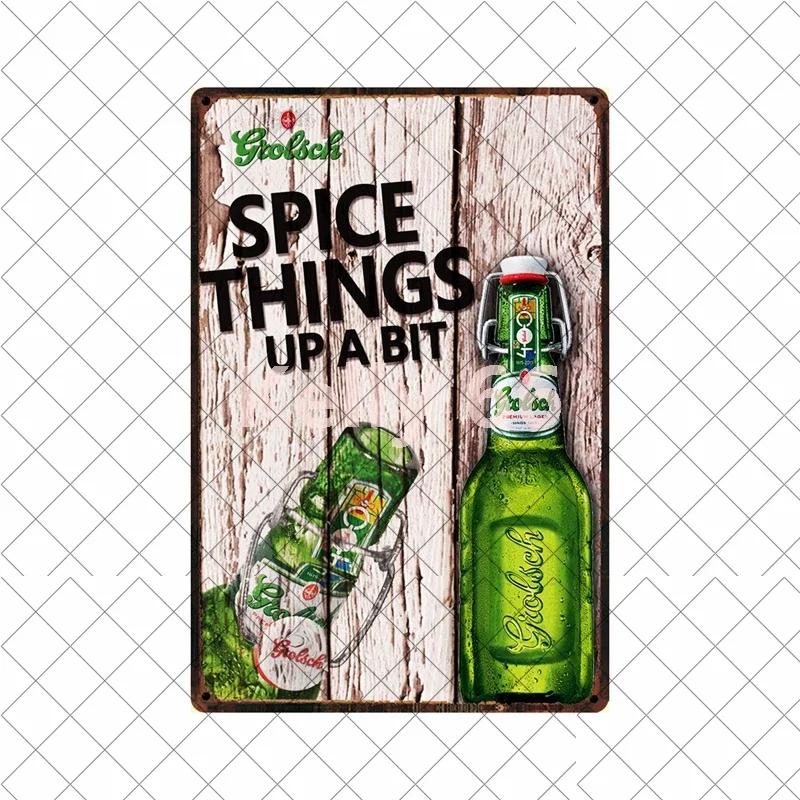 [Kelly66] Grolsch Herfst Bok Bere Rece Aici Artă din tablă Placă metalică Decor pentru casă Pictură 20*30 CM Mărime Dy221