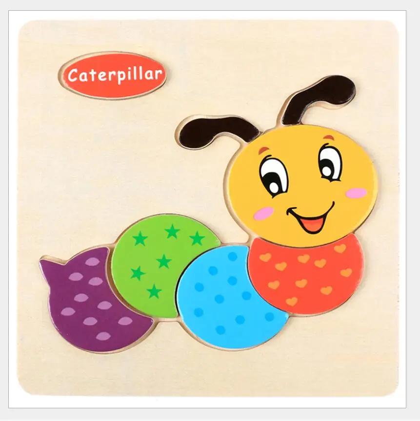 1pc 14.7cm/5.79in Wooden 3D Puzzles Jigsaw Game Cartoon Animal Pattern Kids Montessori Early Educational Toys for Children