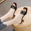 Small heel cool slippers women's shoes 2025 summer new Internet celebrity versatile low heel soft sole outer wear square head fashion half slippers