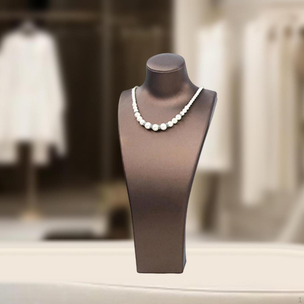 Necklace Bust Display Stand Jewelry Holder Photo Prop, PU Leather Selling Storage Rack Shop
