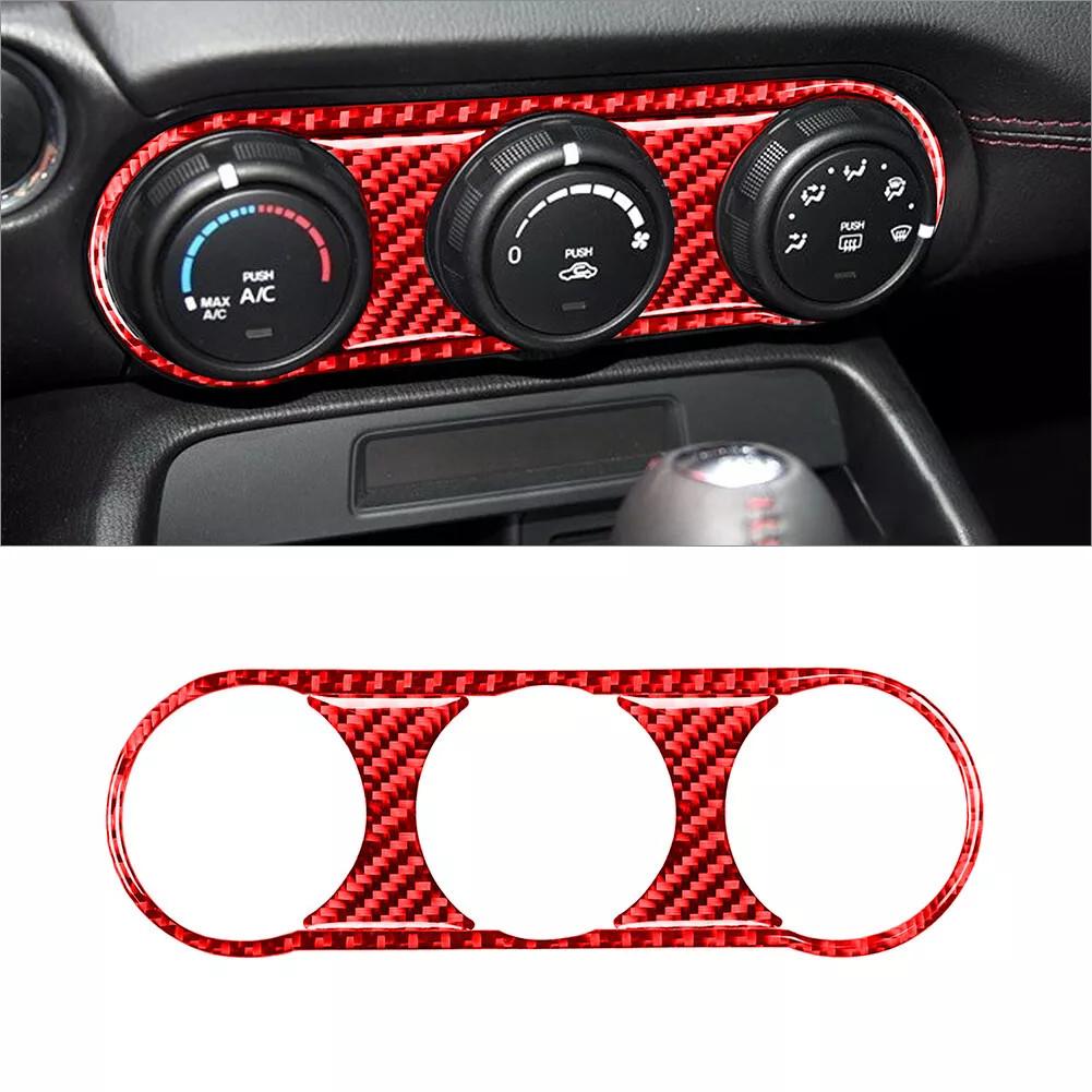 3pcs For Mazda MX-5 2016-21 red Carbon Fiber Climate Console Interior Trim