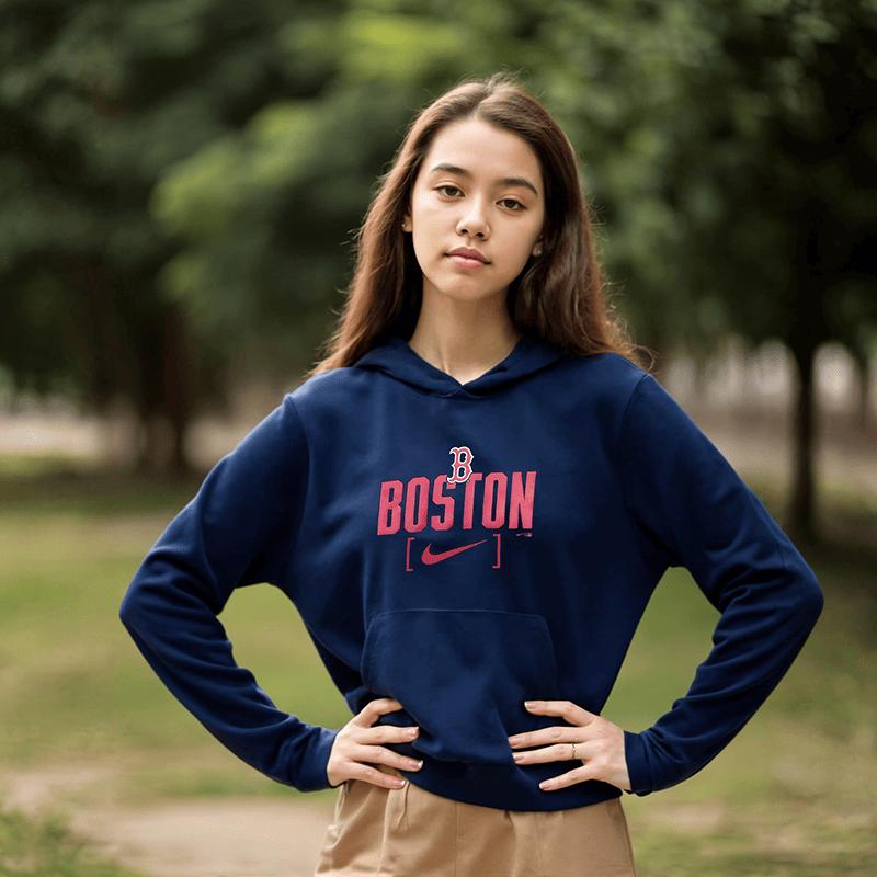 Nike X MLB Collaboration Hoodie Boston Red Sox Hooded Fashion Letter Print Casual Long Sleeve Kids Hoodies Blue Black 3Z3B7NMCR-BOS