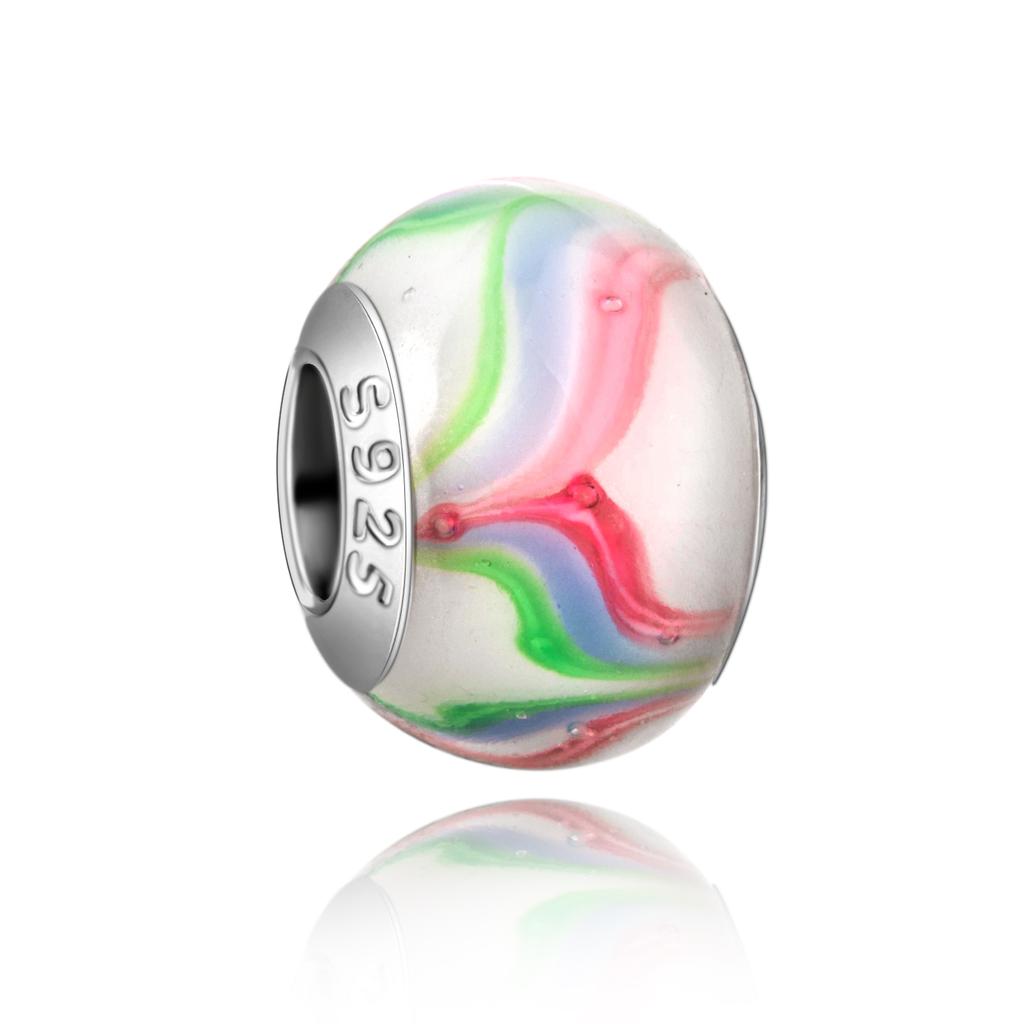 Murano Glas Serie Kupfer Mehrfarbig Rose & Blüten Grafik Anhänger Passt an Armband Damen Feiner Schmuck Zubehör