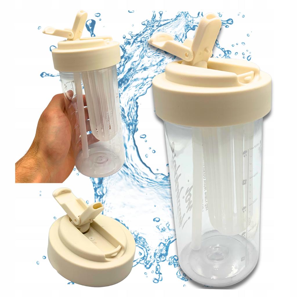 Water Bottle Drink With Straw Durable With Graduated Filter 600 Ml